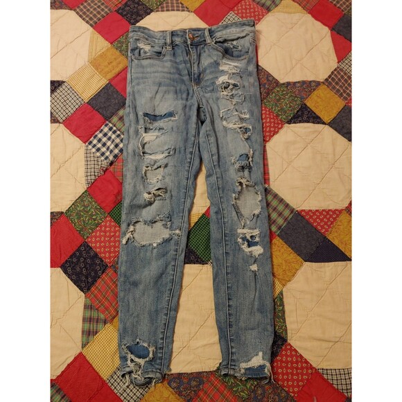 American Eagles Distressed Ne(X)t Level Stretch Skinny Jeans Size 6 Short - Picture 1 of 4